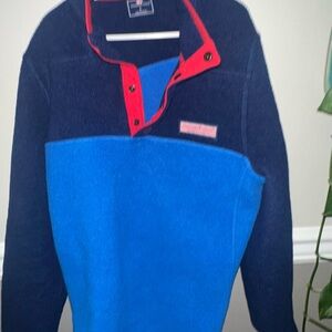 Vineyard Vines Boys Blue and Red Zip Up Sweater